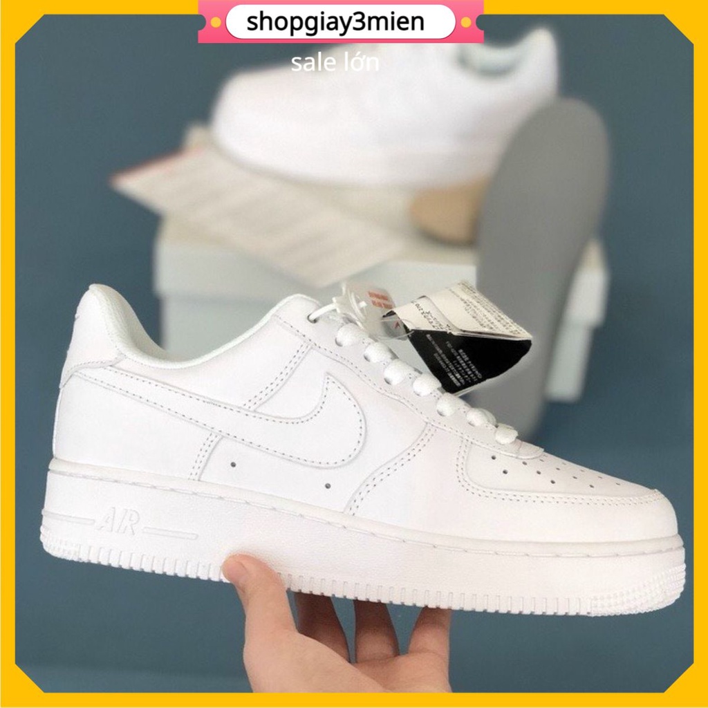💕Shopgiay3mien💕Giày 𝗔𝗙𝟭 𝗡𝗜𝗞𝗘_Trắng Nam Nữ, Giày 𝗡𝗜𝗞𝗘_Air Force 1 All White Full Box Bill đế trắng