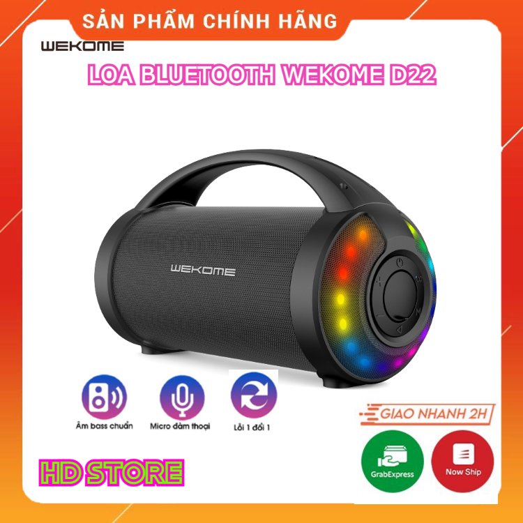 Loa Bluetooth D22- WK Xách Tay Thiết Kế Thanh Lịch Tiện Lợi Kèm Đèn Led Đẹp Âm Thanh Bass Hay Cực Chuẩn