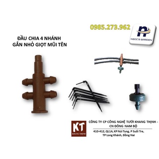Đầu chia 4 nhánh gắn bù áp Netafim (10 cái)