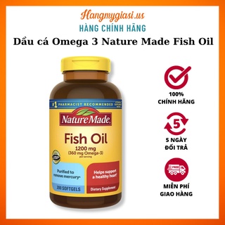 Viên uống dầu cá omega 3 nature made fish oil 1200mg hộp 100 viên - hàng mỹ giá sỉ