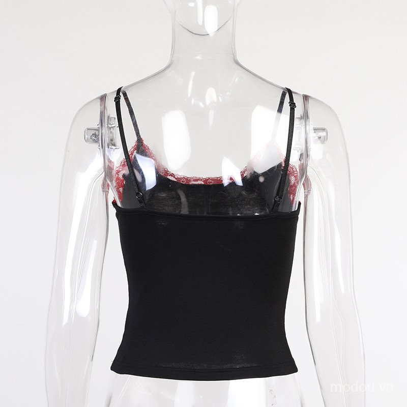 punk phụ nữ in đồ họa hở lưng mỏng camis 7r9E