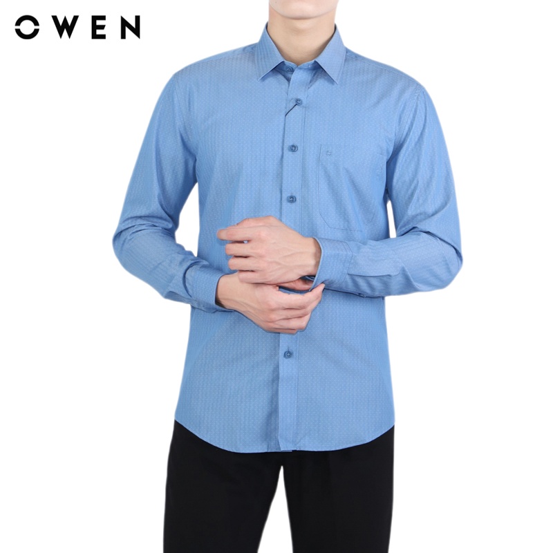Áo sơ mi dài tay Nam Owen Bamboo Regular Fit màu Xanh nhạt - AR23312DT