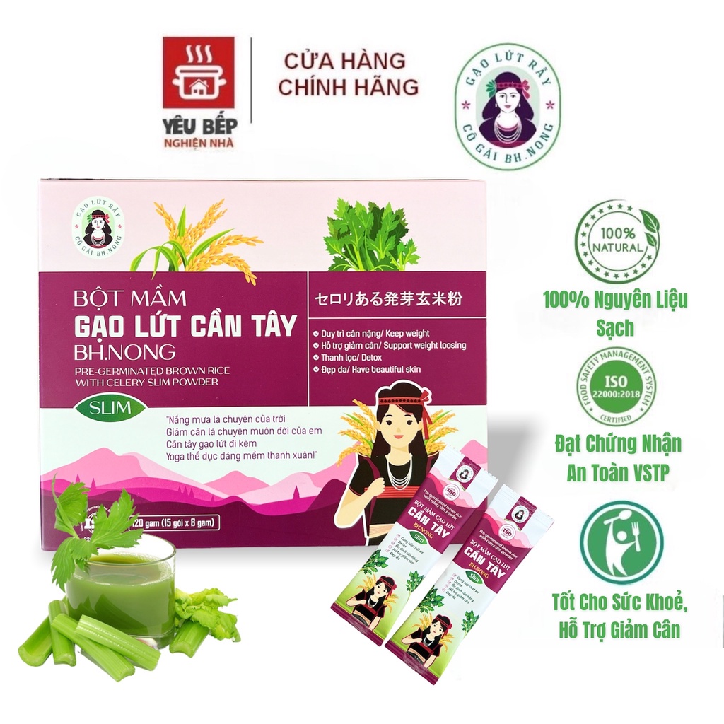 Bột Cần Tây Mầm Gạo Lứt Bh.Nong Hỗ Trợ Giữ Dáng, Giảm Cân, Làn Da Khoẻ Đẹp (15 Gói x 8gr)