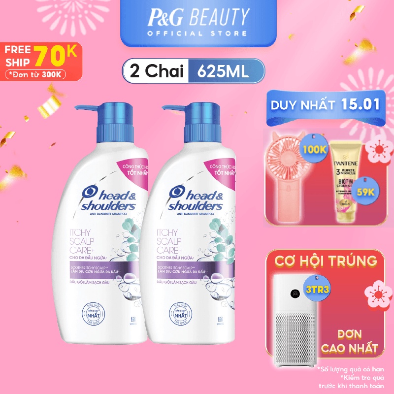 Combo 2 Dầu Gội HEAD &amp; SHOULDERS chai 625ML Cho Da Đầu Ngứa