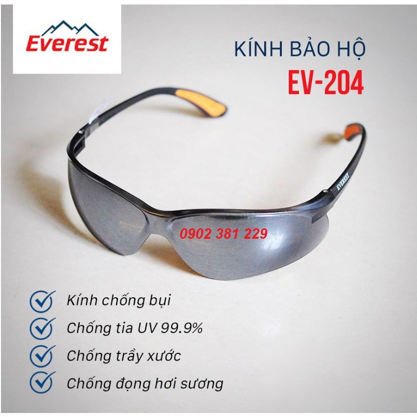 Kính bảo hộ màu trắng chống bụi và tia UV EVEREST 203, 204