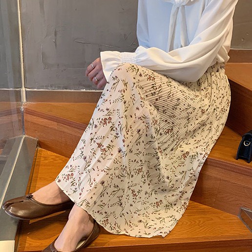 Chân váy hoa nhí 2 tầng hàng Quảng Châu loại đẹp nhiều màu, chân váy dáng dài C2T