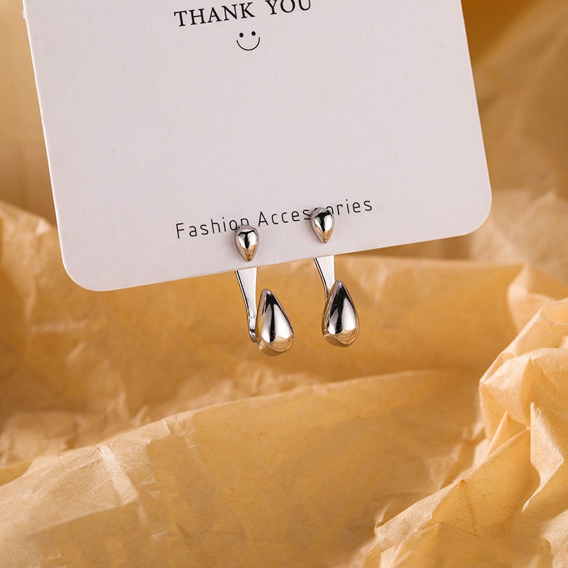 Bông tai hình giọt nước nhỏ thiết kế mặt sau phong cách Hàn Quốc cá tính thời trang cho nữ