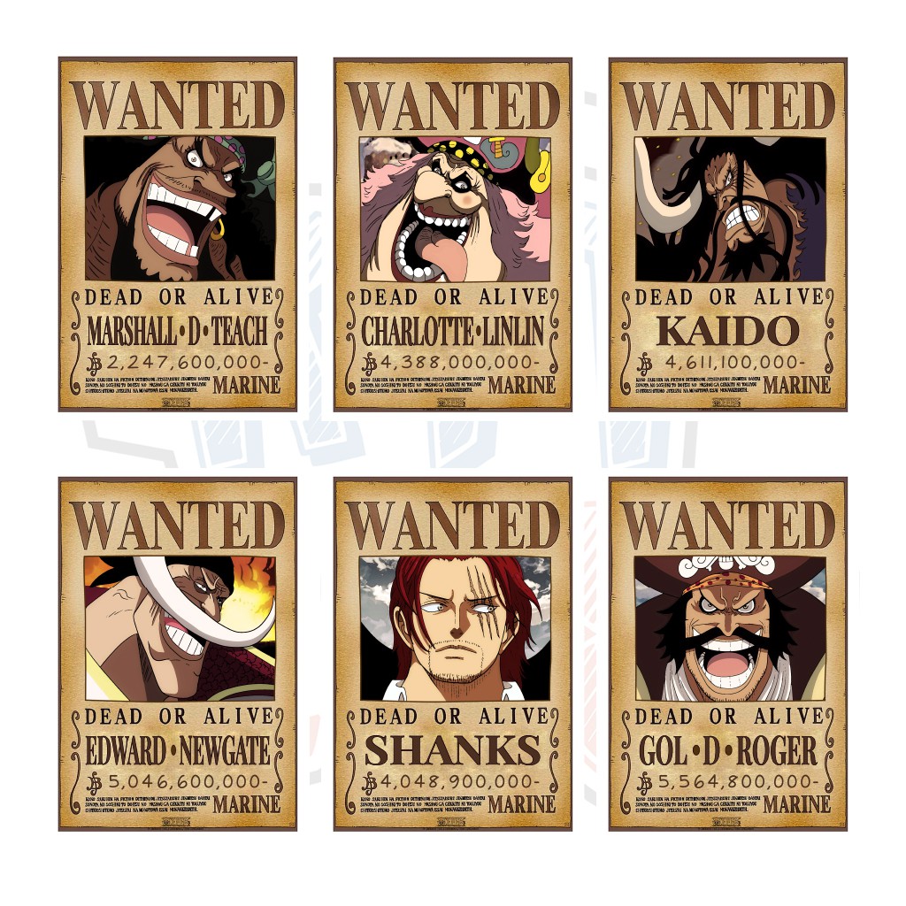 Poster truy nã Yonko (Tứ Hoàng) &amp; Vua Hải Tặc - One Piece