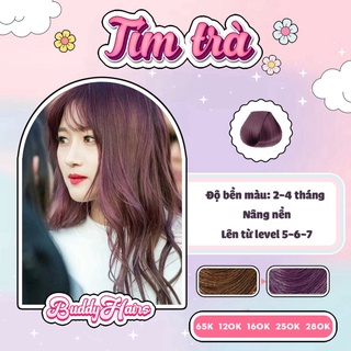 Thuốc nhuộm tóc TÍM TRÀ không tẩy tóc lên từ level 5 - 6 tặng oxi Buddyhairs,buddyhair | Thuốc nhuộm tóc màu TÍM TRÀ