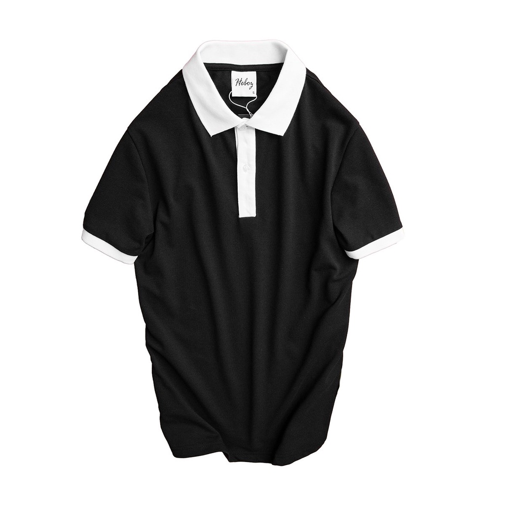 Áo thun nam có cổ - polo HEBOZ phối viền vải cotton mềm mịn mát co dãn thời trang form slimfit - 00000410