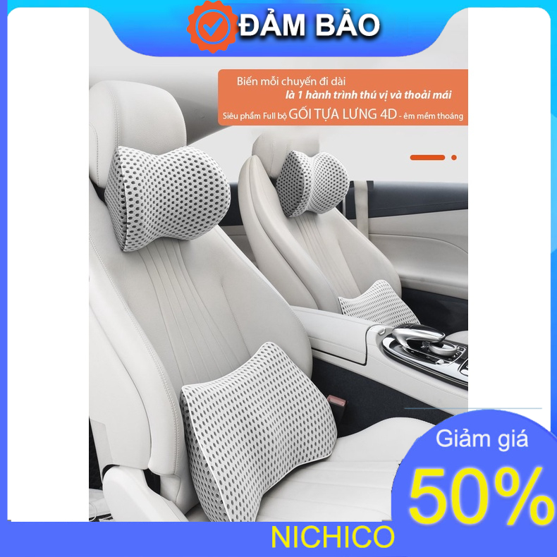 Gối tựa đầu ô tô chất liệu 4D phiên bản thời trang thoáng mát, Tựa lưng xe hơi dáng thể thao chống lún xẹp