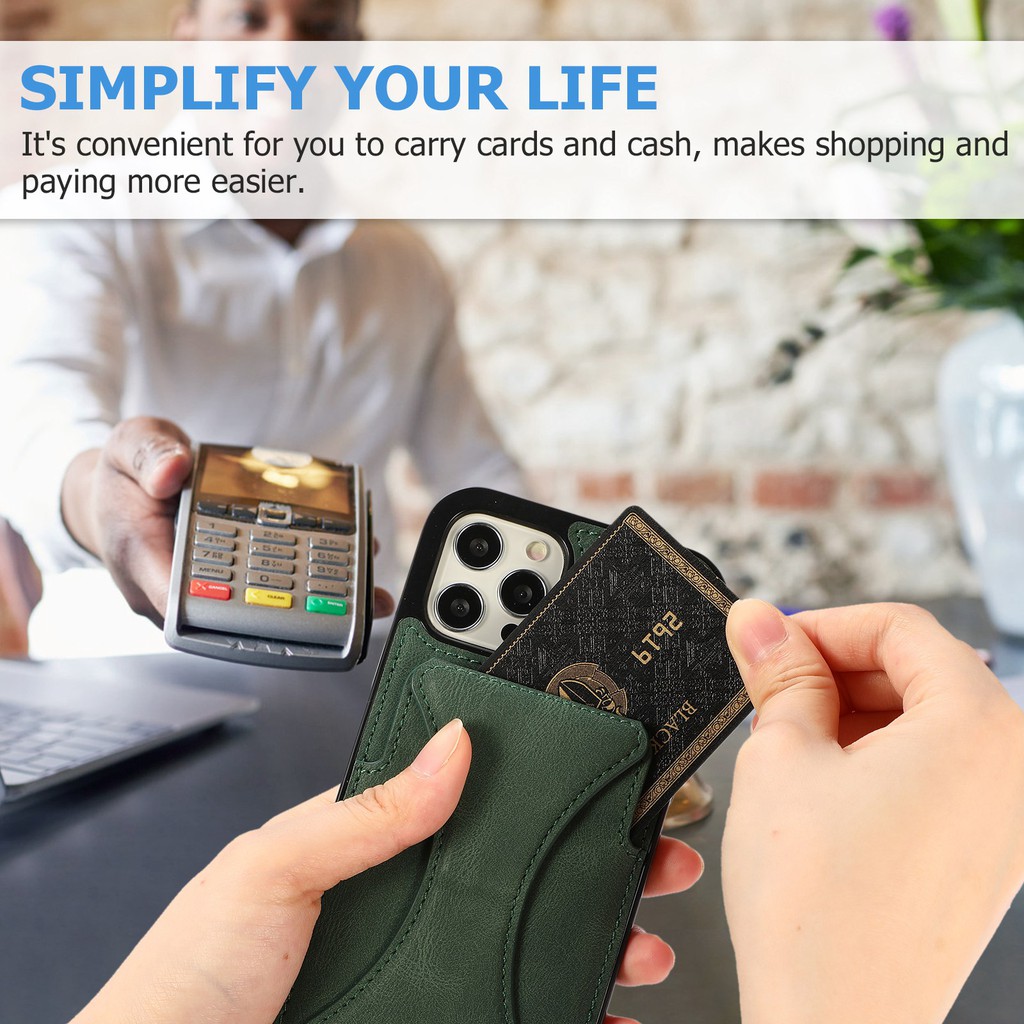 Ốp Lưng Da Có Giá Đỡ Và Ngăn Đựng Thẻ Cho Iphone 12 Pro Max Mini | BigBuy360 - bigbuy360.vn