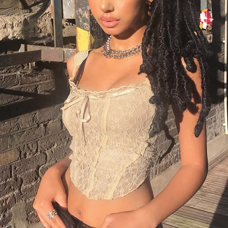 Áo Croptop Hai Dây Cổ Vuông Phối Ren Màu Sắc Thời Trang Mùa Hè Dành Cho Nữ 10mk | BigBuy360 - bigbuy360.vn