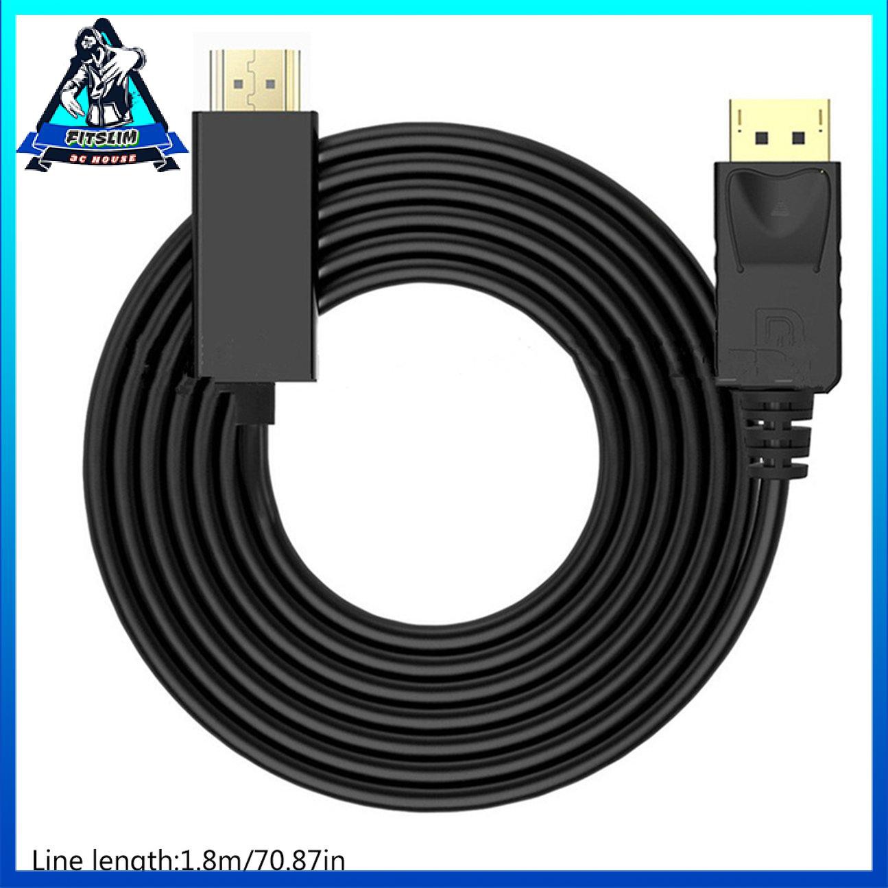 1.8 mét Màn hình mạ vàng siêu dài Cổng DP sang HDMI Cáp HDTV máy tính xách tay PC