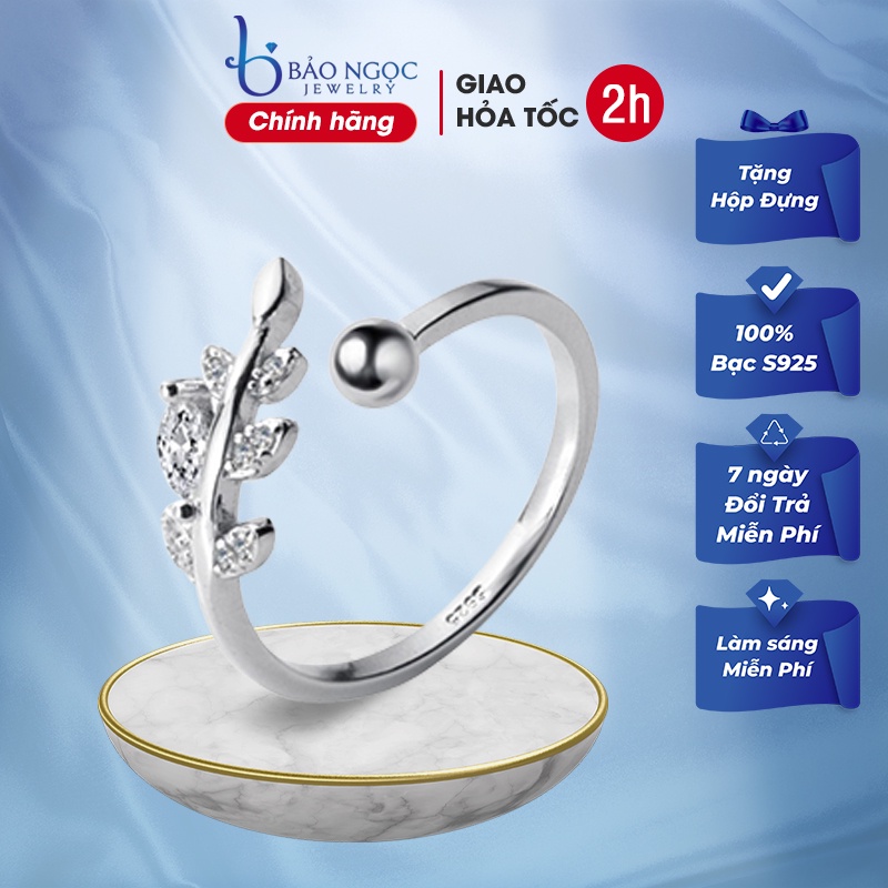 Nhẫn Bạc Nữ N2453 Thiết Kế Hình Chiếc Lá Có Đính Đá Đẹp Cho Nữ -Trang Sức Bảo Ngọc Jewelry