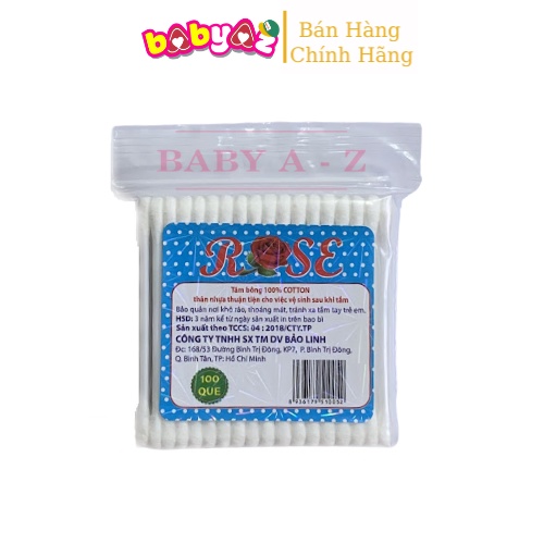 Tăm Bông Ngoái Tai Bịch Nhựa 100c Rose Lớn Công Nghệ Nhật Bản