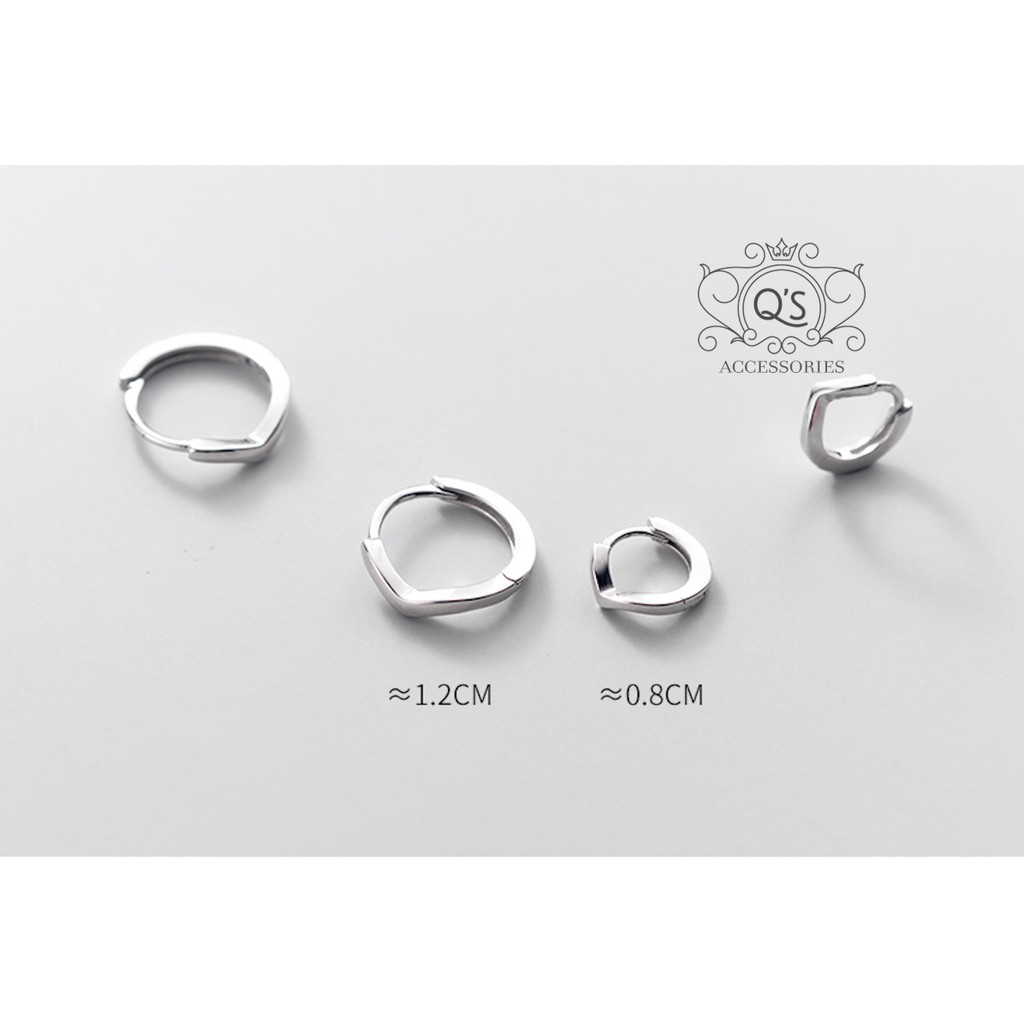 Khuyên tai bạc tròn chữ V bông tai nam nữ ôm vành chốt lẫy S925 V-SHAPED Silver Earrings QA SILVER EA210103