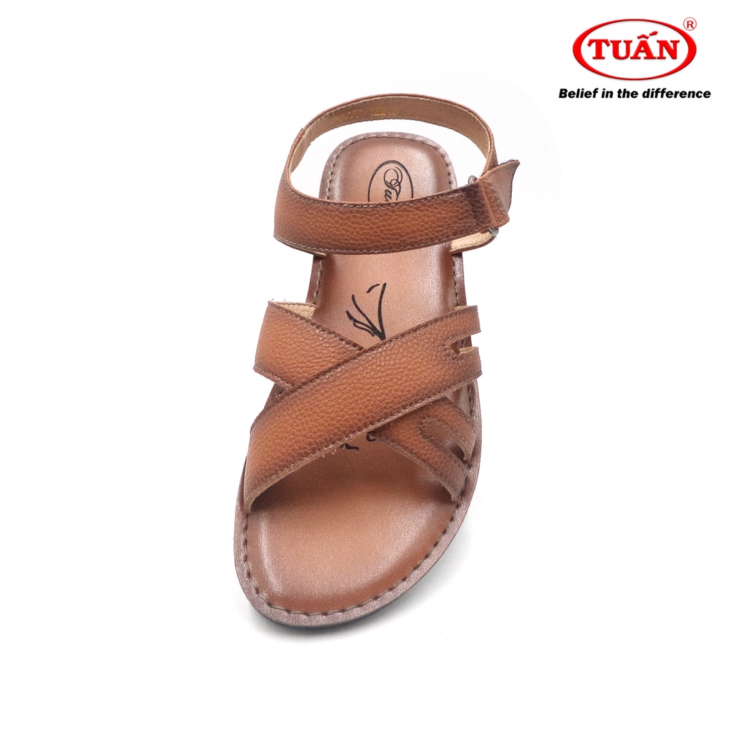 Xăng đan nữ đế bằng quai da bò tự nhiên thương hiệu Tuấn AXHU-H37