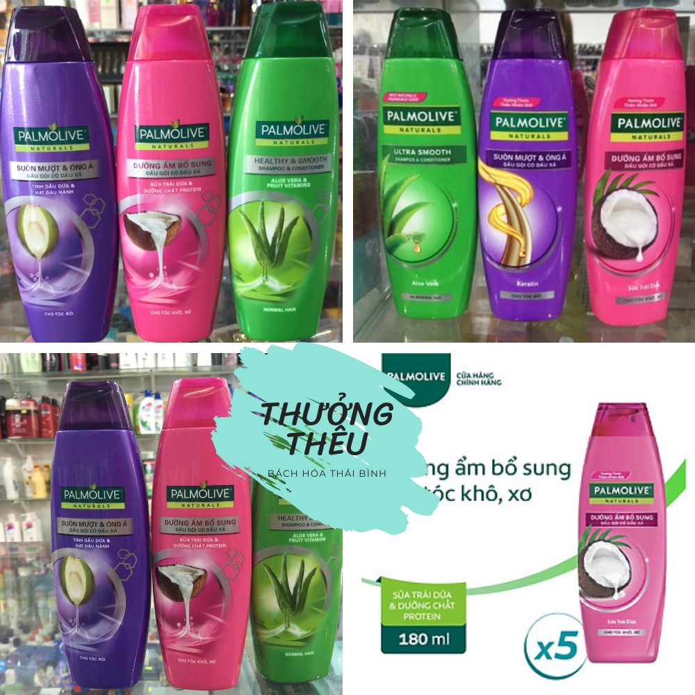 Dầu gội có dầu xả Palmolive suôn mượt và dưỡng ẩm thiên nhiên chai 180ml