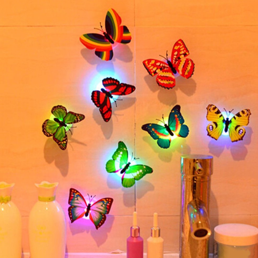 Đèn LED dán tường nhiều màu hình bươm bướm dành cho nội thất