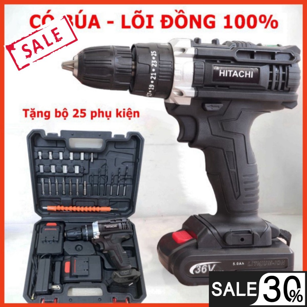 Máy Khoan Pin Hitachi 36V – 3 chức năng – Tặng Bộ Phụ Kiện 24 Chi Tiết – Máy Khoan Bắn Vít Cầm Tay | sẵn hàng|