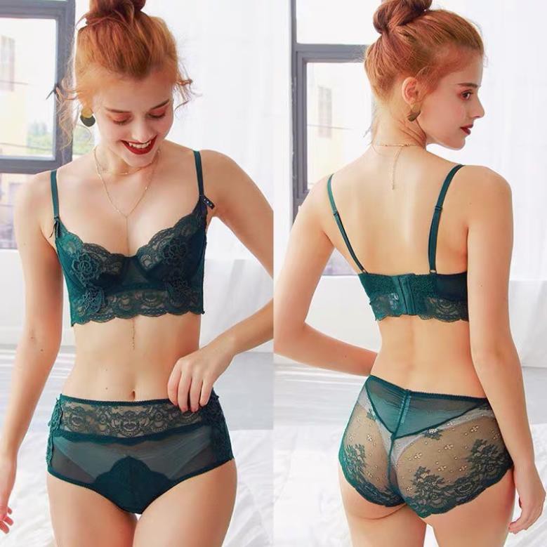 Bộ đồ lót B013 Charm ren hoa hồng không mút có gọng BL