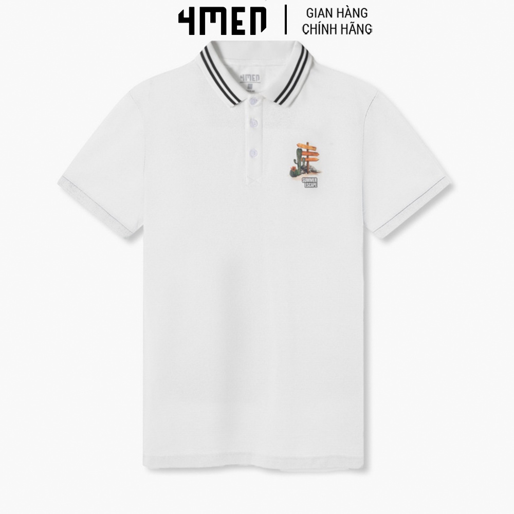 Áo polo nam trơn đẹp 4MEN PO062 in hình nhiều màu sắc trẻ trung, cổ trụ, form suông dễ mặc