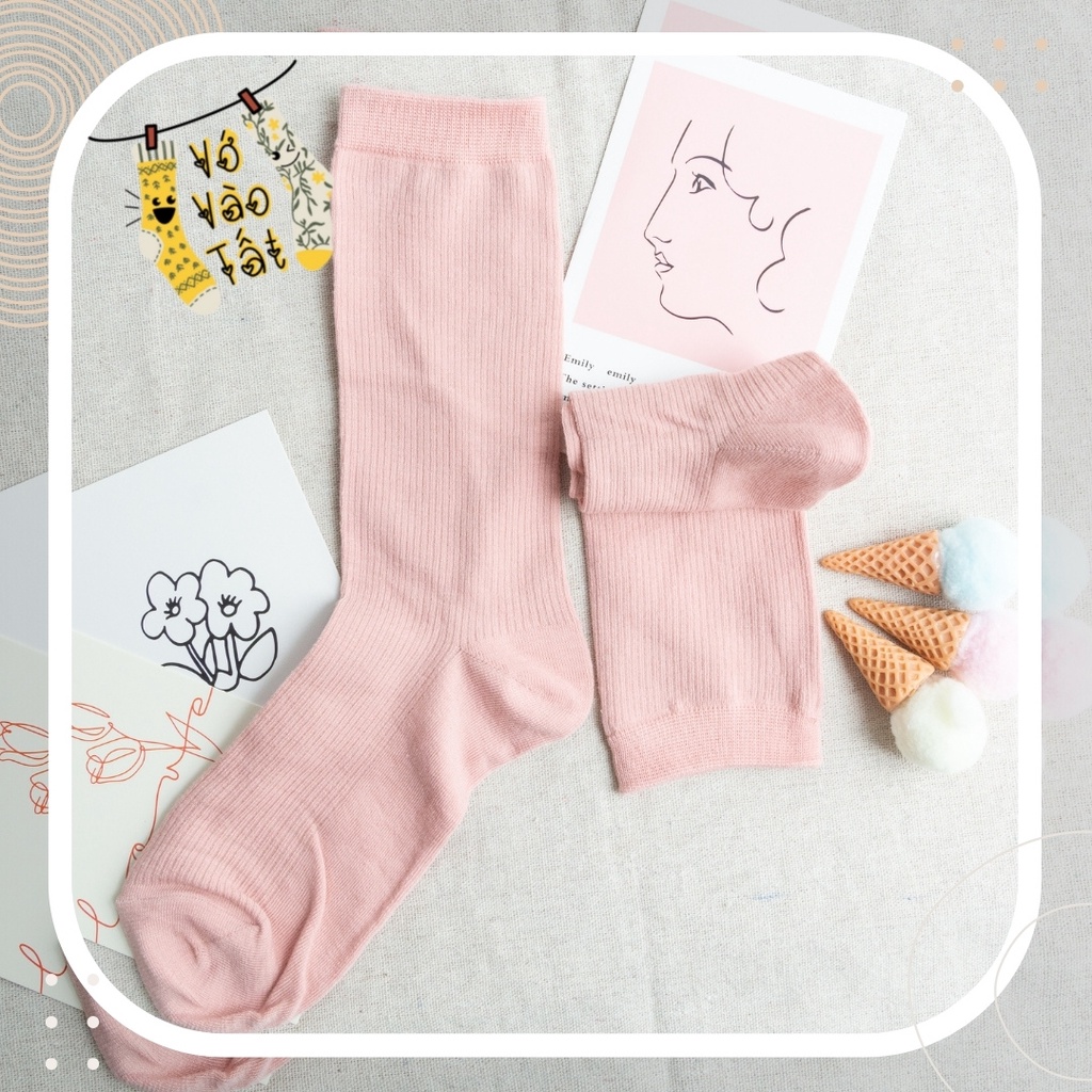 TẤT VỚ CỔ CAO NỮ TRƠN SỌC CHÌM CỔ BO CHUN