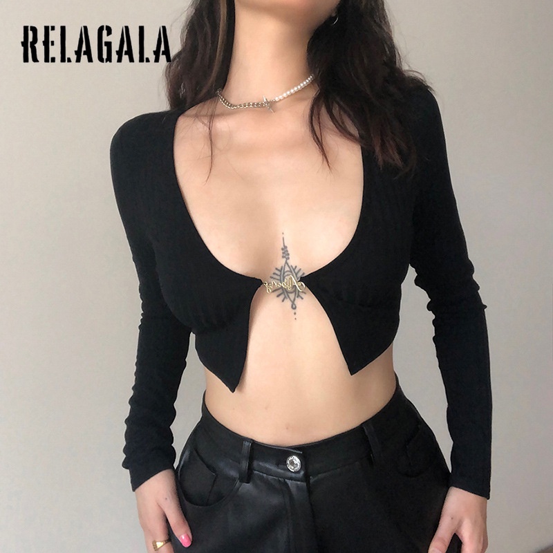  Áo Thun Tay Dài Cổ Chữ V Thời Trang Cho Nữ | BigBuy360 - bigbuy360.vn