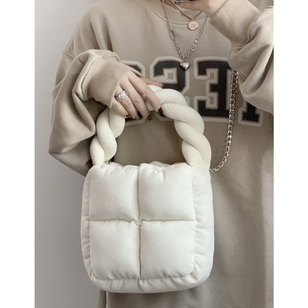 Túi Đeo Chéo Vai Bằng Vải Nhung Kẻ Mềm Thiết Kế Thời Trang 021 Cho Nữ