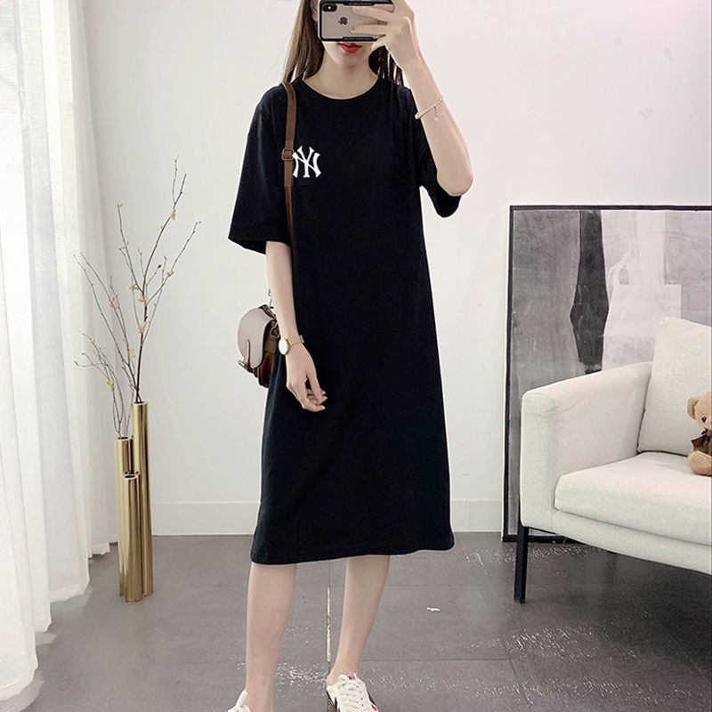 Đầm Thun Cotton Màu Trơn Dáng Rộng Thời Trang Mùa Hè Hàng Mới Dành Cho Bạn Nữ