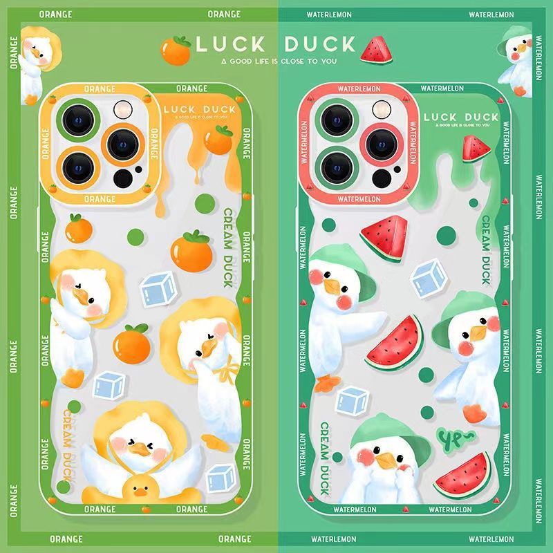 Ốp Điện Thoại Silicon TPU Mềm Trong Suốt Họa Tiết Chú Vịt Dễ Thương Cho IPhone 14 13 12 11 Pro X XR XS Max SE 6 6S 7 8 Plus