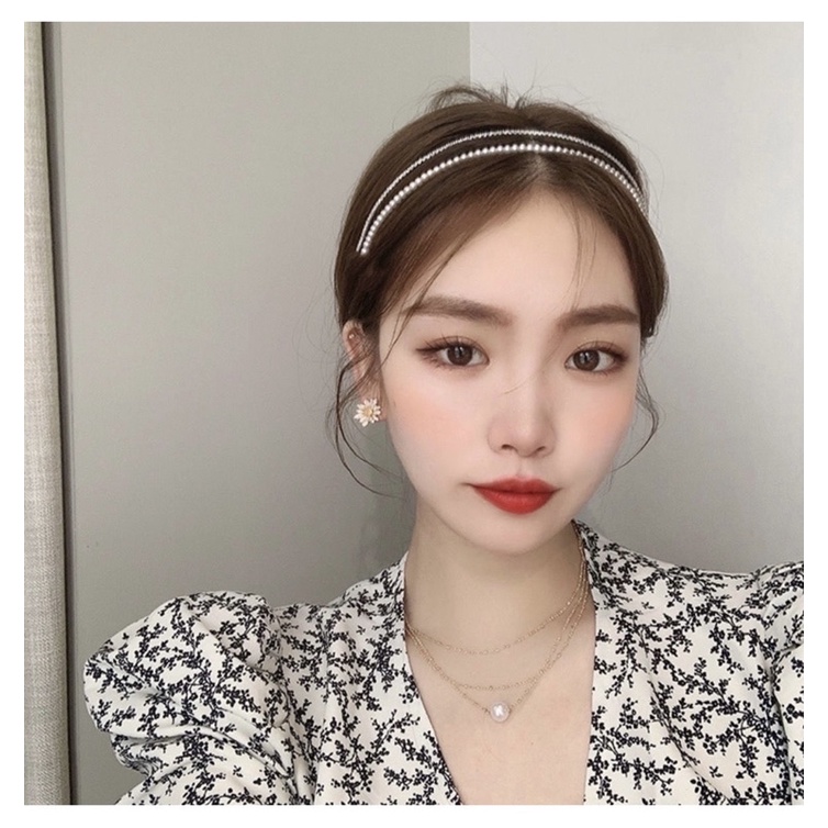 Bờm tóc dáng mảnh thiết kế hàng đá và hạt thanh lịch B105