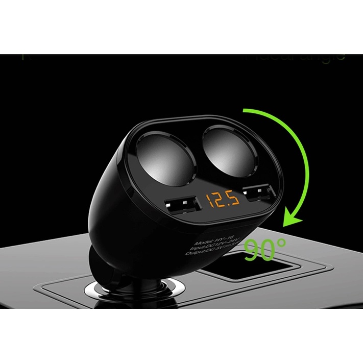 Bộ chia tẩu HYUNDAI chia 2 nguồn tẩu, 2 cổng sạc 3.1Amax - HY16