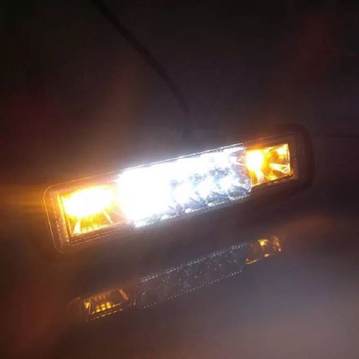Đèn tăng sáng ô tô, cụm đèn led siêu sáng 2 mầu nhấp nháy nhiều chế độ dùng cho oto và xe máy điện 9-32v 30w đời 2019