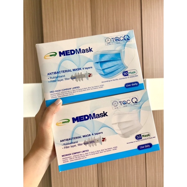 Khẩu trang y tế MEDmask - Màu: trắng,xanh