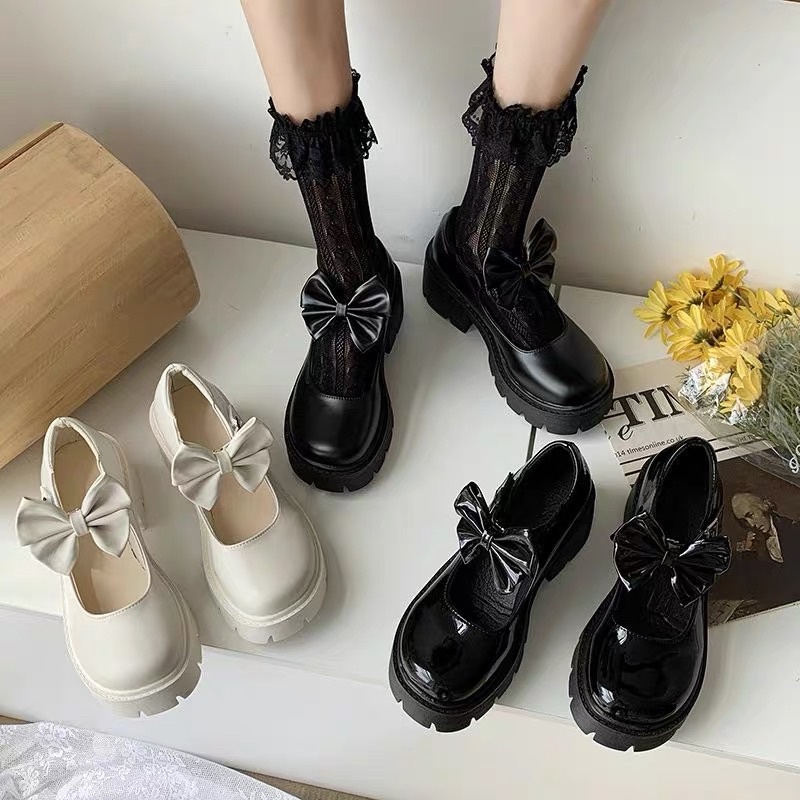Giầy lolita cao gót kèm nơ có thể tháo rời