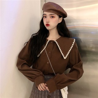 (Có sẵn) áo sơ mi nữ cổ thuỷ thủ thêu (kèm ảnh thật)