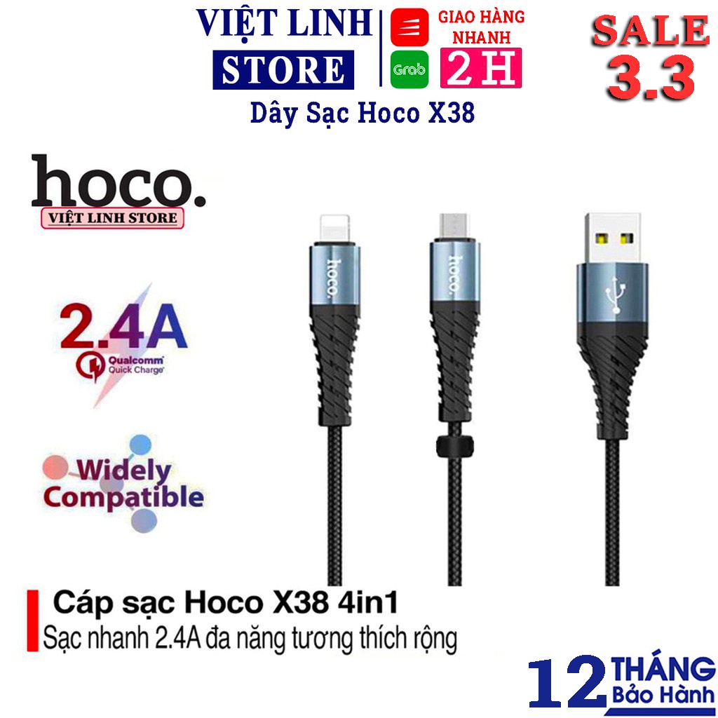 Dây cáp sạc chống gẫy Hoco X38 siêu bền - BH 12 Tháng - Việt Linh Store