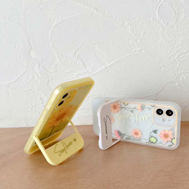 Ốp Điện Thoại TPU Mềm Có Giá Đỡ Hình Hoa Hướng Dương Cho iPhone 11 12 13 Pro Promax 7 8 Plus X XR XSMax