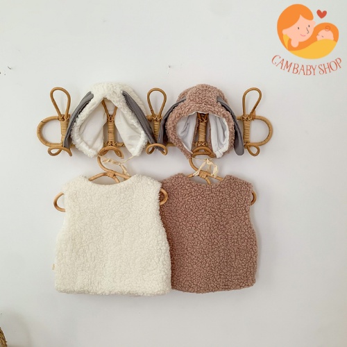 Áo Khoác Gile Lông Cừu Hàn Quốc Chất Đẹp Cho Bé Gái Từ 6 Đến 24 Tháng - Cam Baby Shop