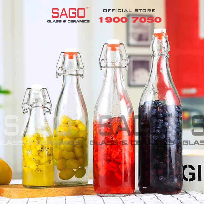 Chai Thủy Tinh Nắp Gọng Thép Kín Hơi Đa Dạng Kích Thước và Hình Dáng