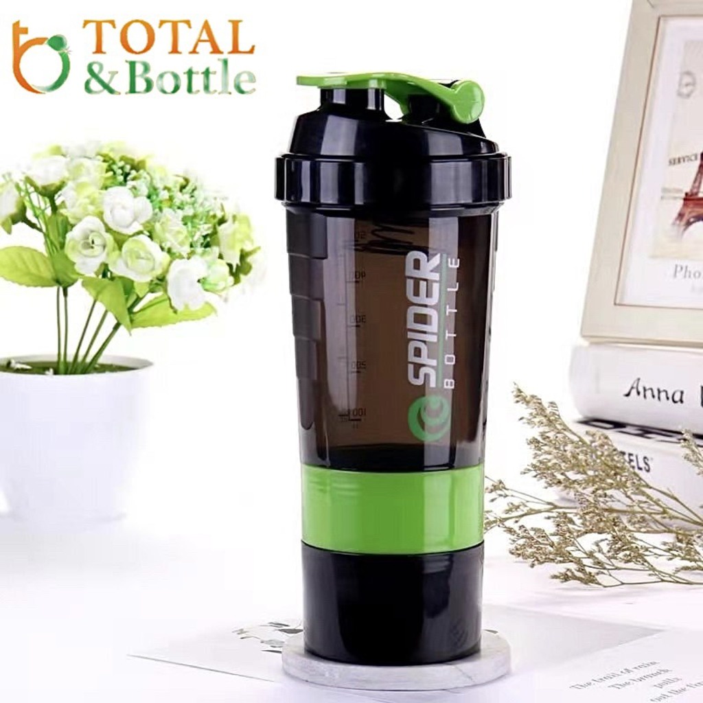 Bình nước thể thao tập gym SPIDER BOTTLE bình lắc Shaker Whey 500ml - Total Bottle
