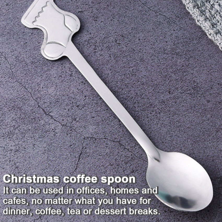 Set 4 Muỗng Cà Phê Bằng Thép Không Gỉ Họa Tiết Giáng Sinh
