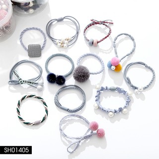 SH014 Set cột tóc 12 món [KÈM HỘP] Pompoms Hàn Quốc GIÁ RẺ