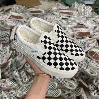 Giày vans lười caro phối màu đen trắng , Giày Vans slip on caro nam nữ cực chất 2022 full box bill
