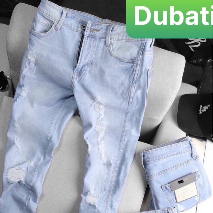 Quần Jean Nam Xanh Rách Chất Bò Cao Cấp Ống Đứng, Quần Baggy Nam- DB 78 - DUBATI FASHION