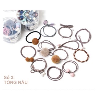 Set 12 cột tóc Hàn Quốc BERI (nâu) - CT032