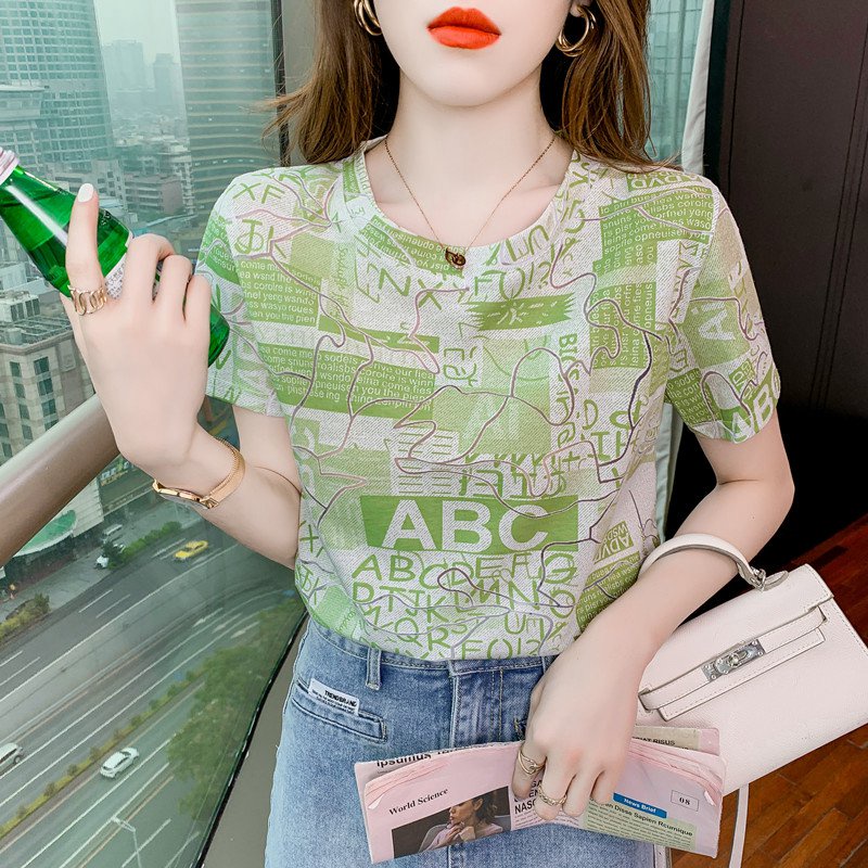 Áo Thun Tay Ngắn In Chữ Màu Kẹo Thời Trang Mùa Hè Cho Nữ