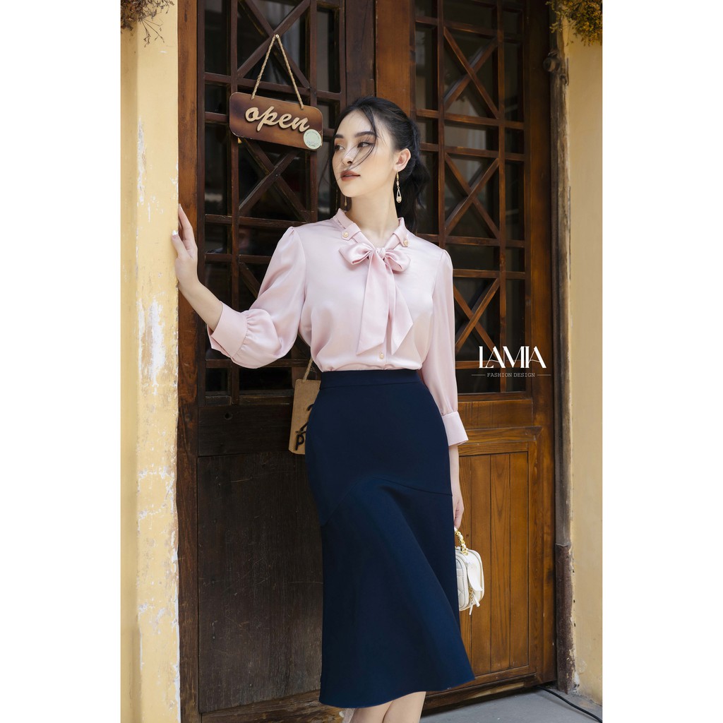 Áo sơ mi công sở tay lỡ màu hồng Lamia Design LA073